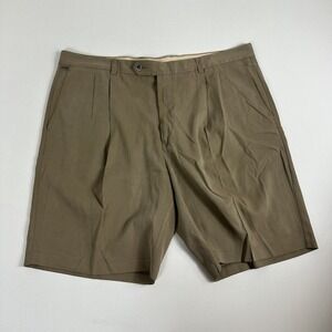 Tommy Bahama Shorts Mens Size 40 BrownPleated Front Silk Cotton Chino Preppy